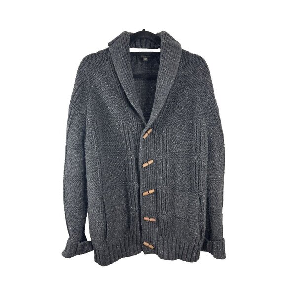 Banana Republic Grey Heavy Cotton V-Neck Cardigan Men's Size L - Picture 1 of 11